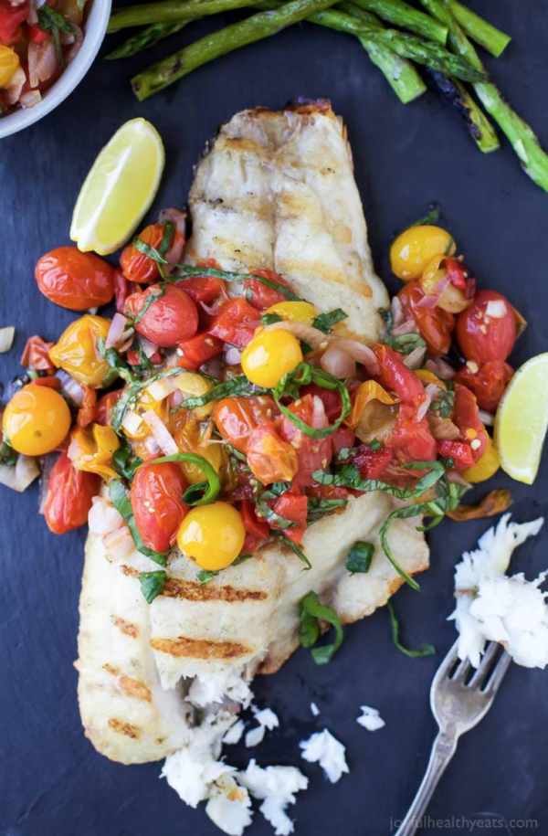 Grilled Fish with Charred Tomato Relish