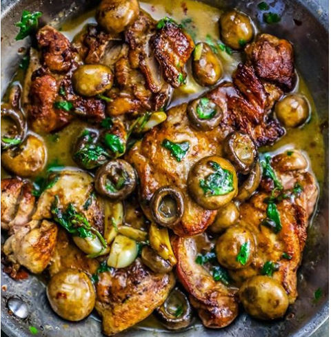 One Pot Garlic Butter Chicken and Mushrooms