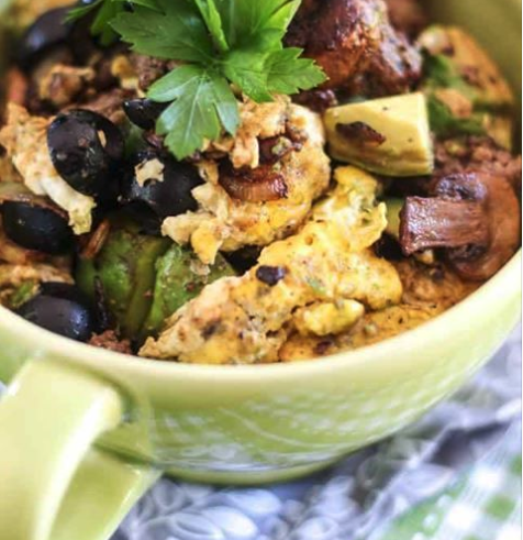 Ground Beef, Eggs and Avocado Breakfast Bowl