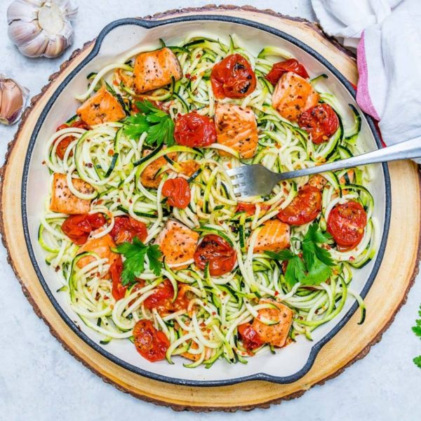 Garlic Butter Salmon Zoodles