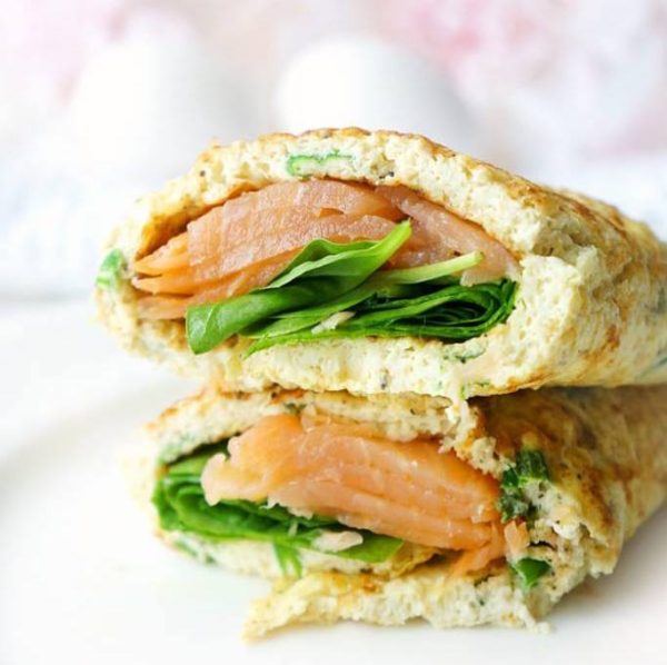 Smoked Salmon, Spinach and Egg Wrap