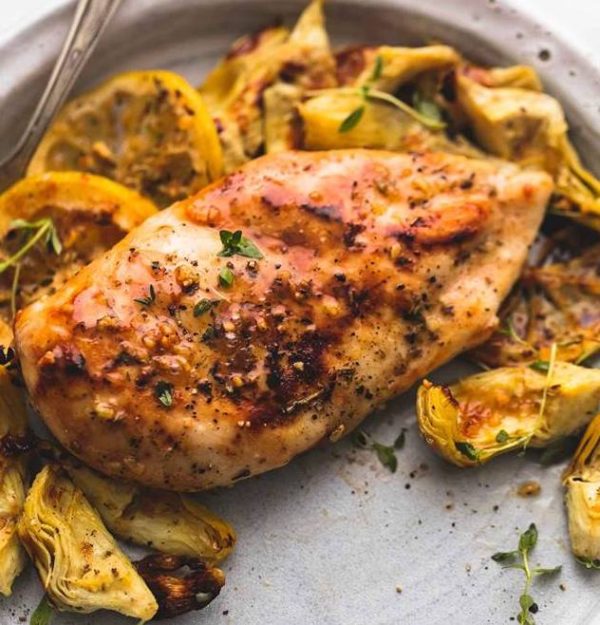 Broiled Chicken with Artichokes and Garlic