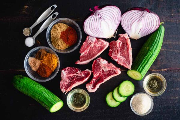 Spiced Indian Lamb Chops with Cucumber Salad