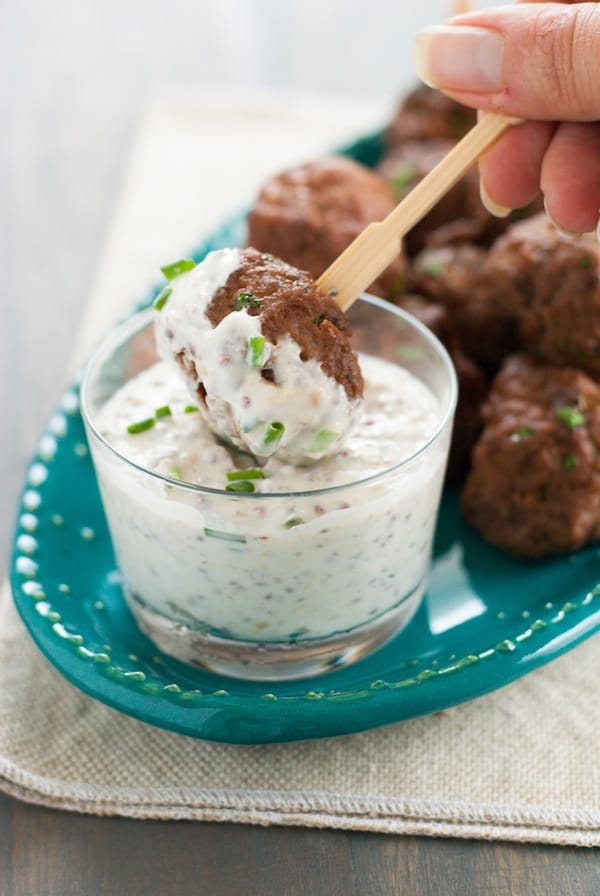 Spinach and Artichoke Chicken Meatballs with Dipping Sauce